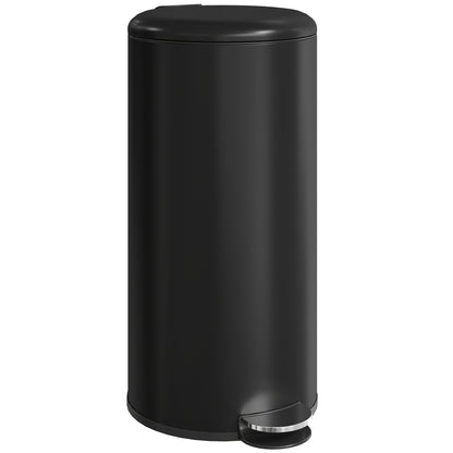 30 L Step Trash Can with Lid and Foot Pedal, Removable Inner Bin, Soft-Close for Living Room, Office — Black, 36 x 30 x 63.5 cm (14.2 x 11.8 x 25.0 in)