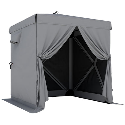 6'1" x 6'1" Waterproof Pop-Up Gazebo — Stable, All-Weather, 4 Mesh Side Panels, UPF30+, Foldable Party Tent — Dark Gray