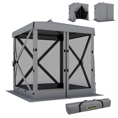 6'1" x 6'1" Waterproof Pop-Up Gazebo — Stable, All-Weather, 4 Mesh Side Panels, UPF30+, Foldable Party Tent — Dark Gray