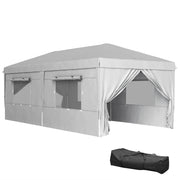 Pavilion approx. 3x6m, water-resistant Stable Winterproof Pop-up Folding Pavilion, UV Protection 50+, Foldable Party Tent Garden Tent with 6 Side Panels Bag Garden Pavilion for Camping Garden, Light Gray
