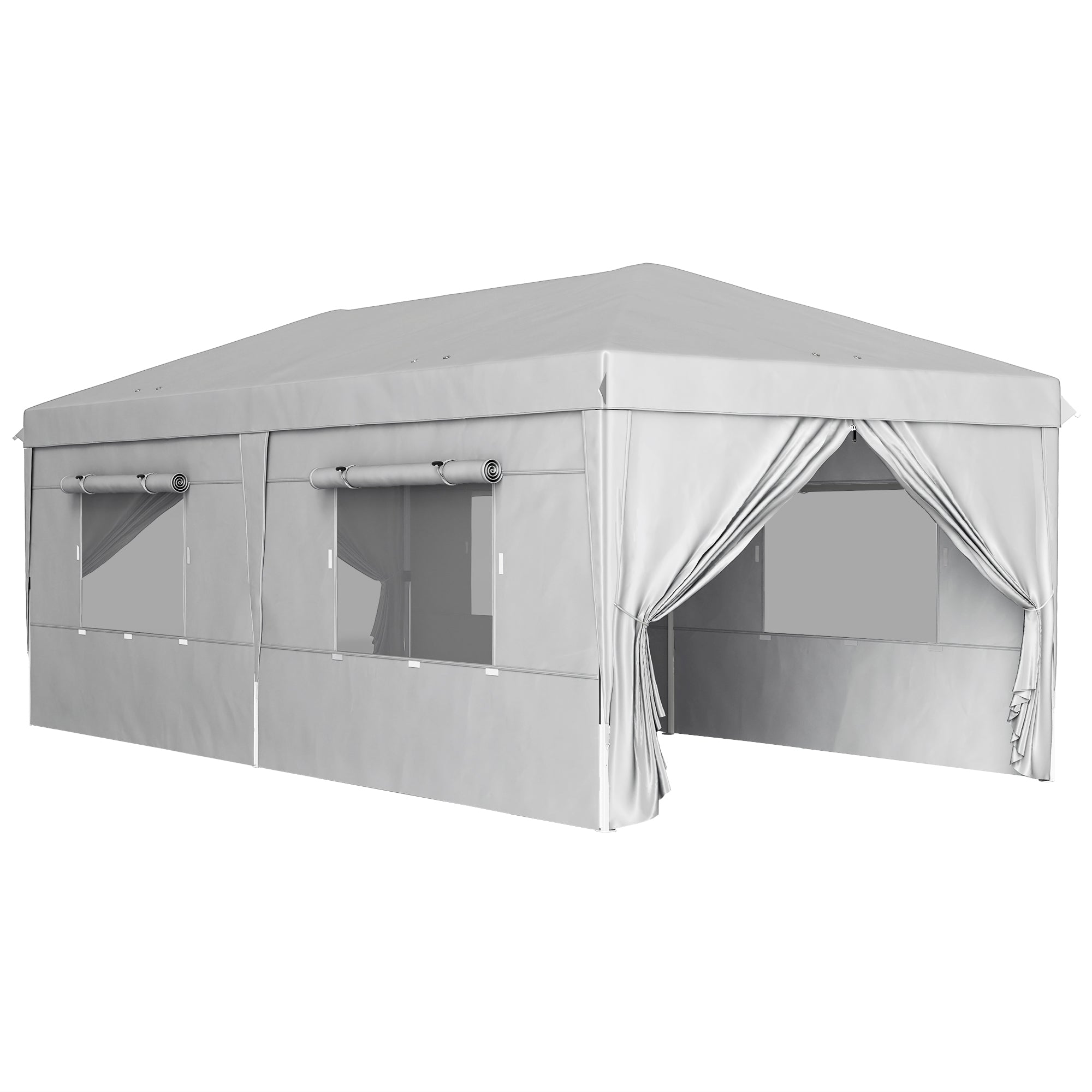Pavilion approx. 3x6m, water-resistant Stable Winterproof Pop-up Folding Pavilion, UV Protection 50+, Foldable Party Tent Garden Tent with 6 Side Panels Bag Garden Pavilion for Camping Garden, Light Gray