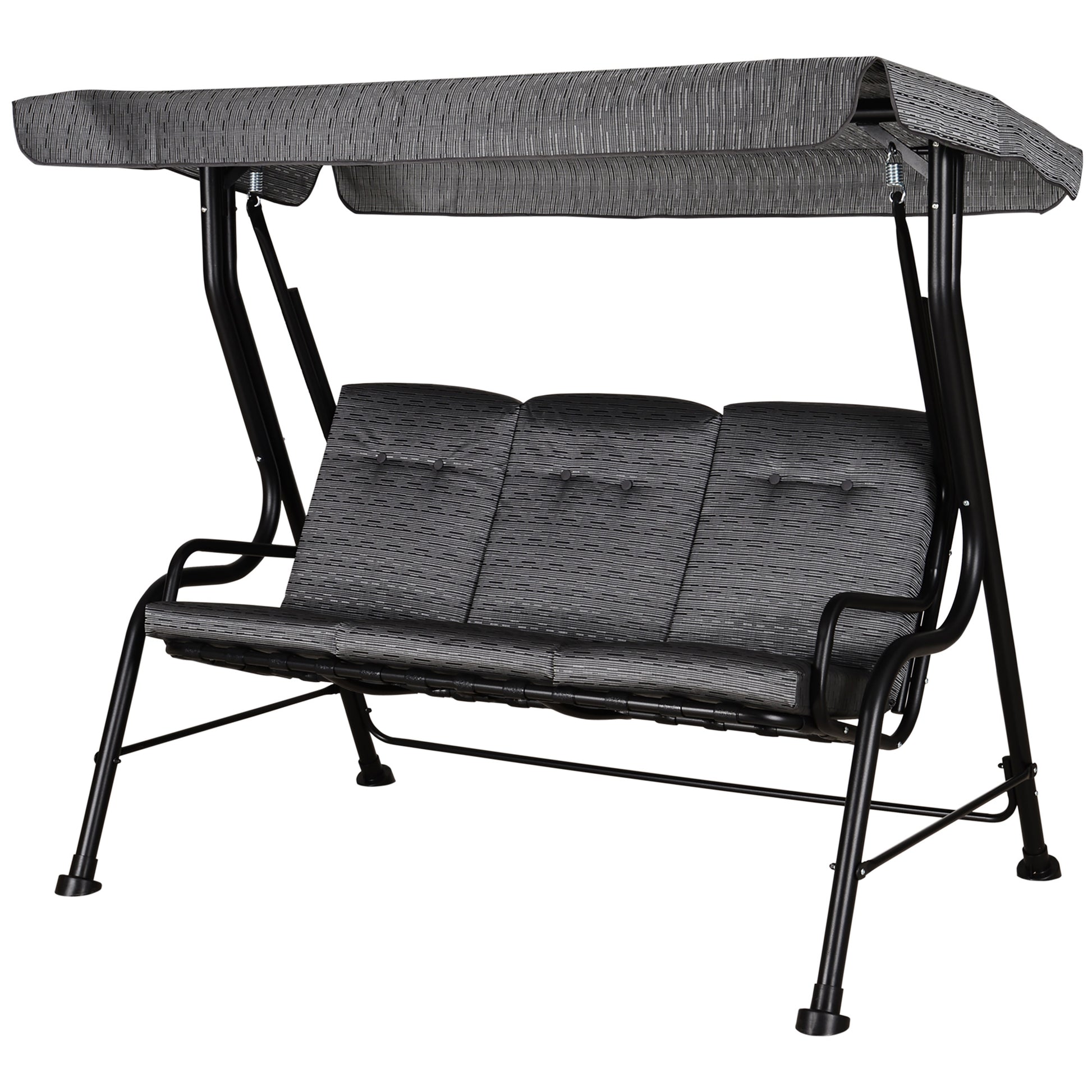 Hollywood Swing, 3-Seater Garden Swing, Adjustable Sun Canopy, Texteline Gray 200 x 120 x 170 cm