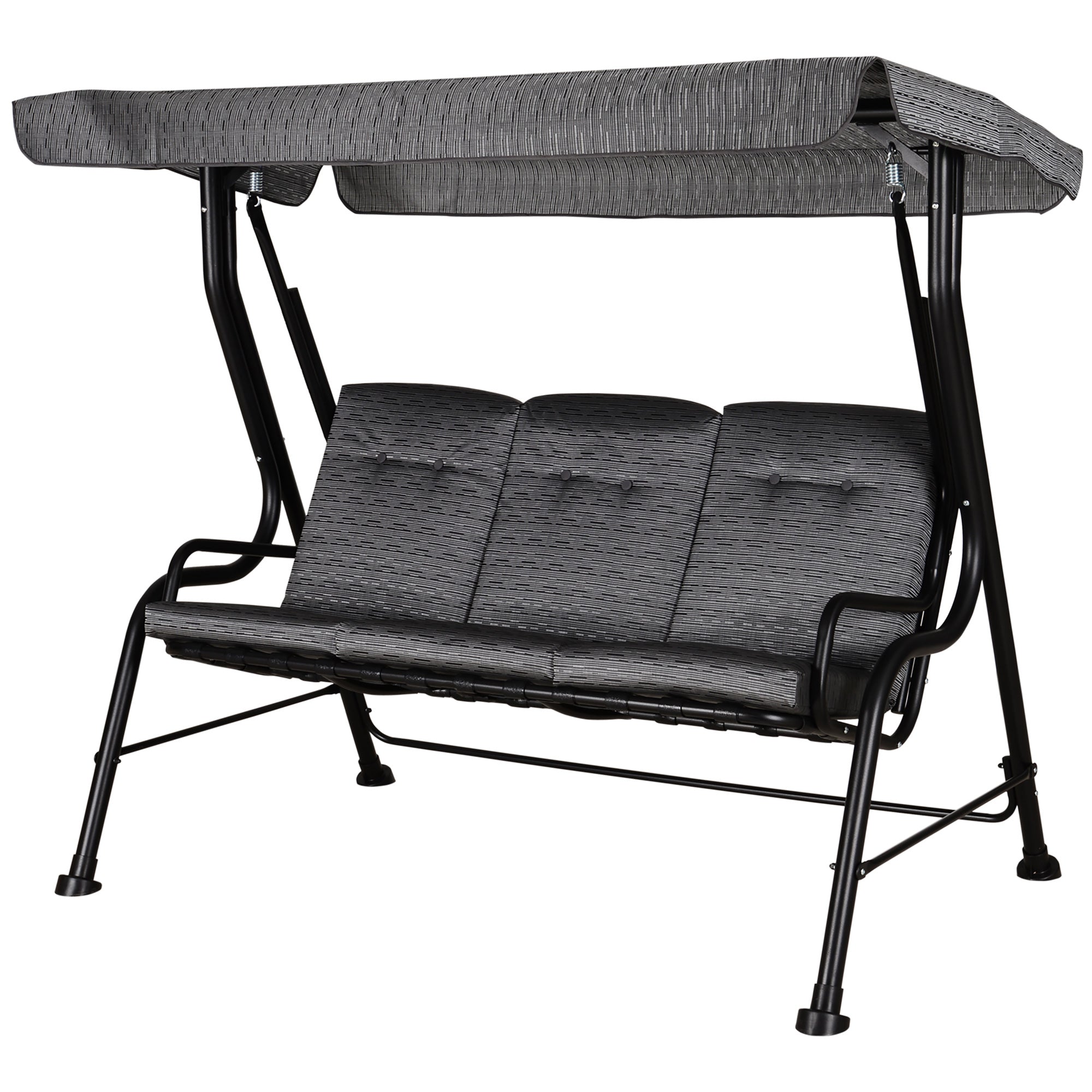 Hollywood Swing, 3-Seater Garden Swing, Adjustable Sun Canopy, Texteline Gray 200 x 120 x 170 cm