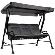 Hollywood Swing, 3-Seater Garden Swing, Adjustable Sun Canopy, Texteline Gray 200 x 120 x 170 cm