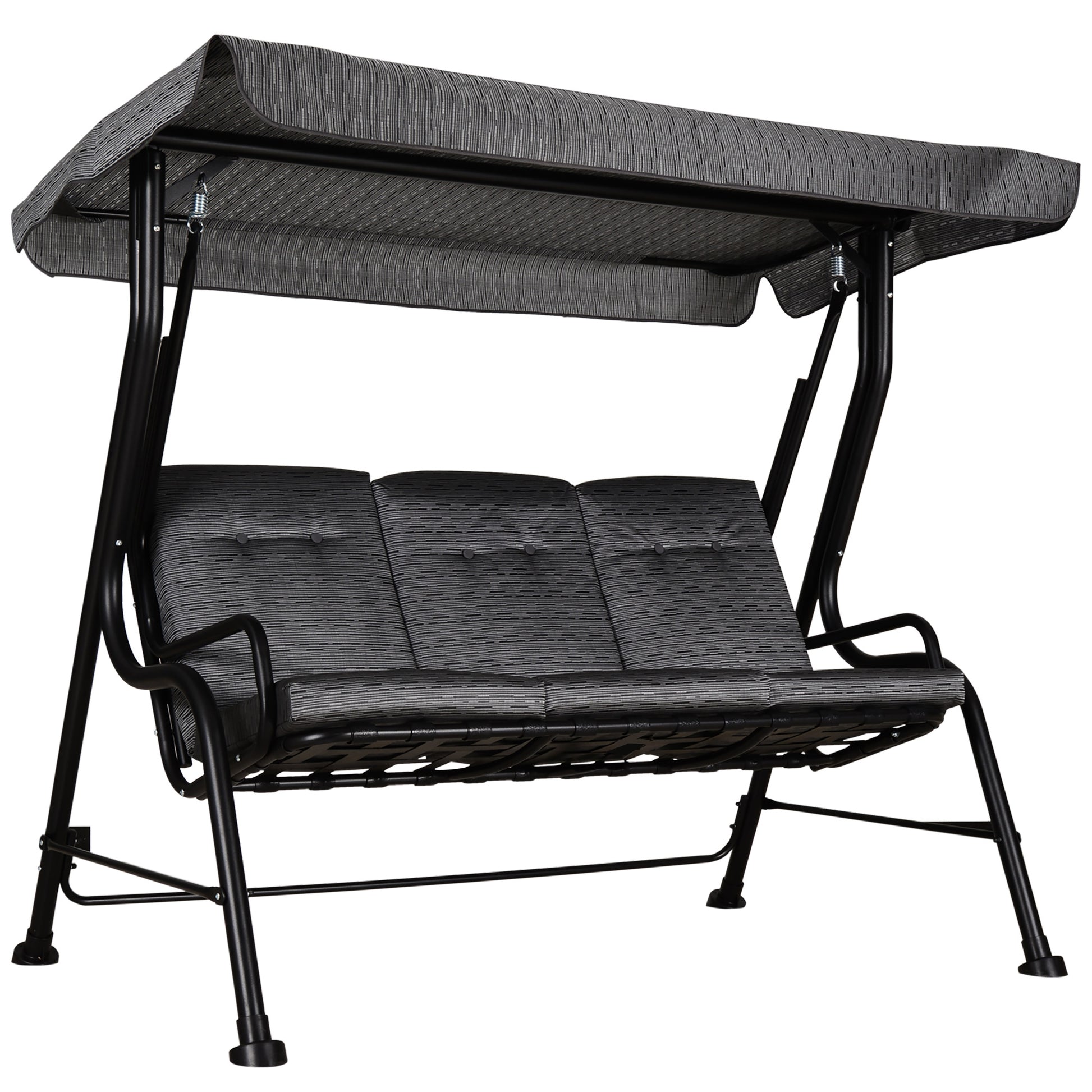 Hollywood Swing, 3-Seater Garden Swing, Adjustable Sun Canopy, Texteline Gray 200 x 120 x 170 cm