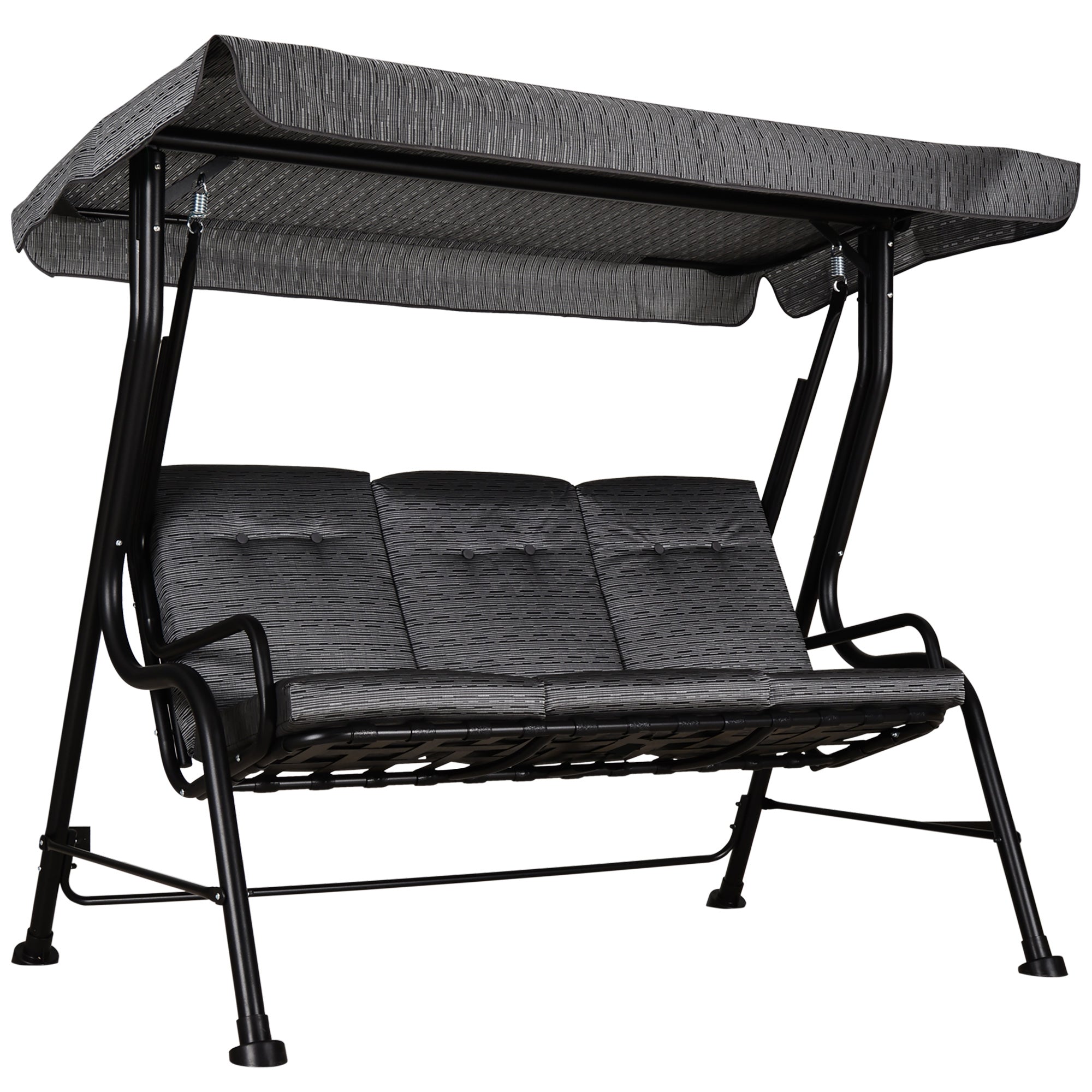 Hollywood Swing, 3-Seater Garden Swing, Adjustable Sun Canopy, Texteline Gray 200 x 120 x 170 cm