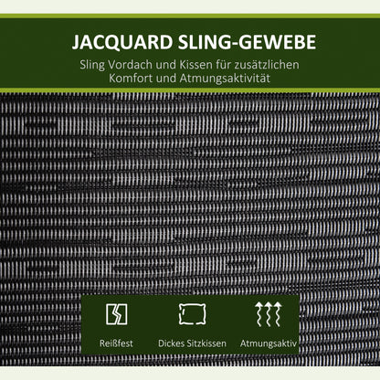 Hollywood Swing, 3-Seater Garden Swing, Adjustable Sun Canopy, Texteline Gray 200 x 120 x 170 cm