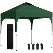 Pop-Up Folding Gazebo 2.5x2.5x2.68 m Garden Canopy UV 50+ Protection Adjustable Height with 4 Sandbags and Carry Bag for Camping Parties Patio Dark Green