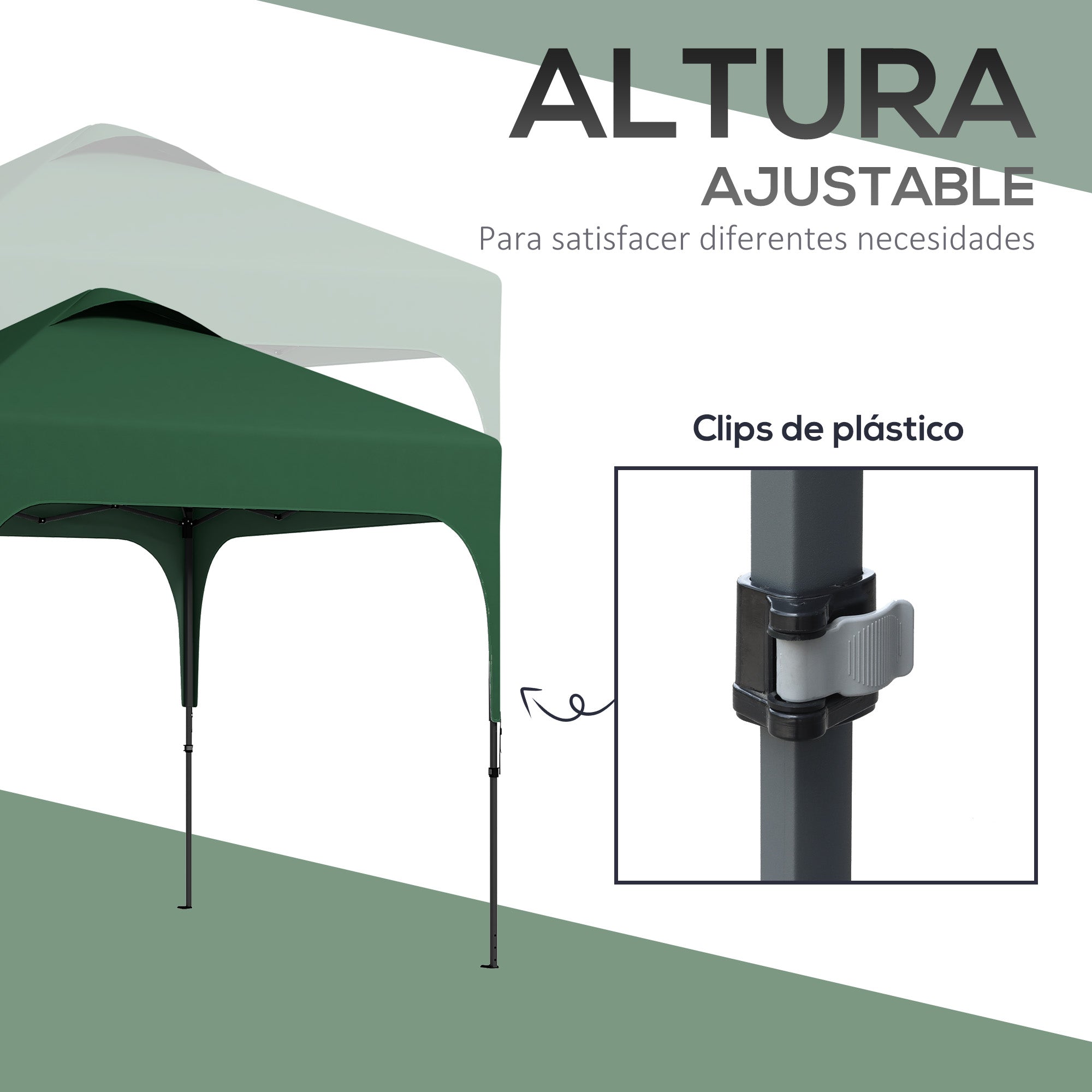 Pop-Up Folding Gazebo 2.5x2.5x2.68 m Garden Canopy UV 50+ Protection Adjustable Height with 4 Sandbags and Carry Bag for Camping Parties Patio Dark Green