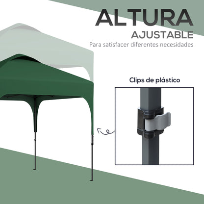 Pop-Up Folding Gazebo 2.5x2.5x2.68 m Garden Canopy UV 50+ Protection Adjustable Height with 4 Sandbags and Carry Bag for Camping Parties Patio Dark Green