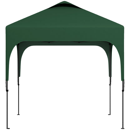 Pop-Up Folding Gazebo 2.5x2.5x2.68 m Garden Canopy UV 50+ Protection Adjustable Height with 4 Sandbags and Carry Bag for Camping Parties Patio Dark Green
