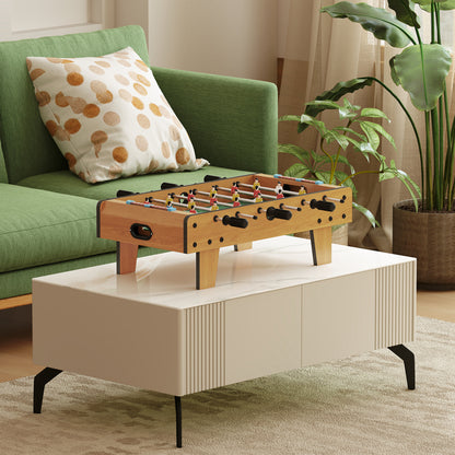 Tabletop Foosball for Kids 6+ Years Wood Soccer Game with 2 Balls 6 Handles 2 Scorekeepers 18 Players 69x36.5x22 cm Natural