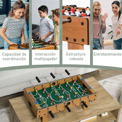 Tabletop Foosball for Kids 6+ Years Wood Soccer Game with 2 Balls 6 Handles 2 Scorekeepers 18 Players 69x36.5x22 cm Natural