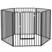 Large Size Dog Playpen with 6 Modular Panels for Indoor and Outdoor Use, Dog Gate in Steel with Door, 164x83x100 cm, Black