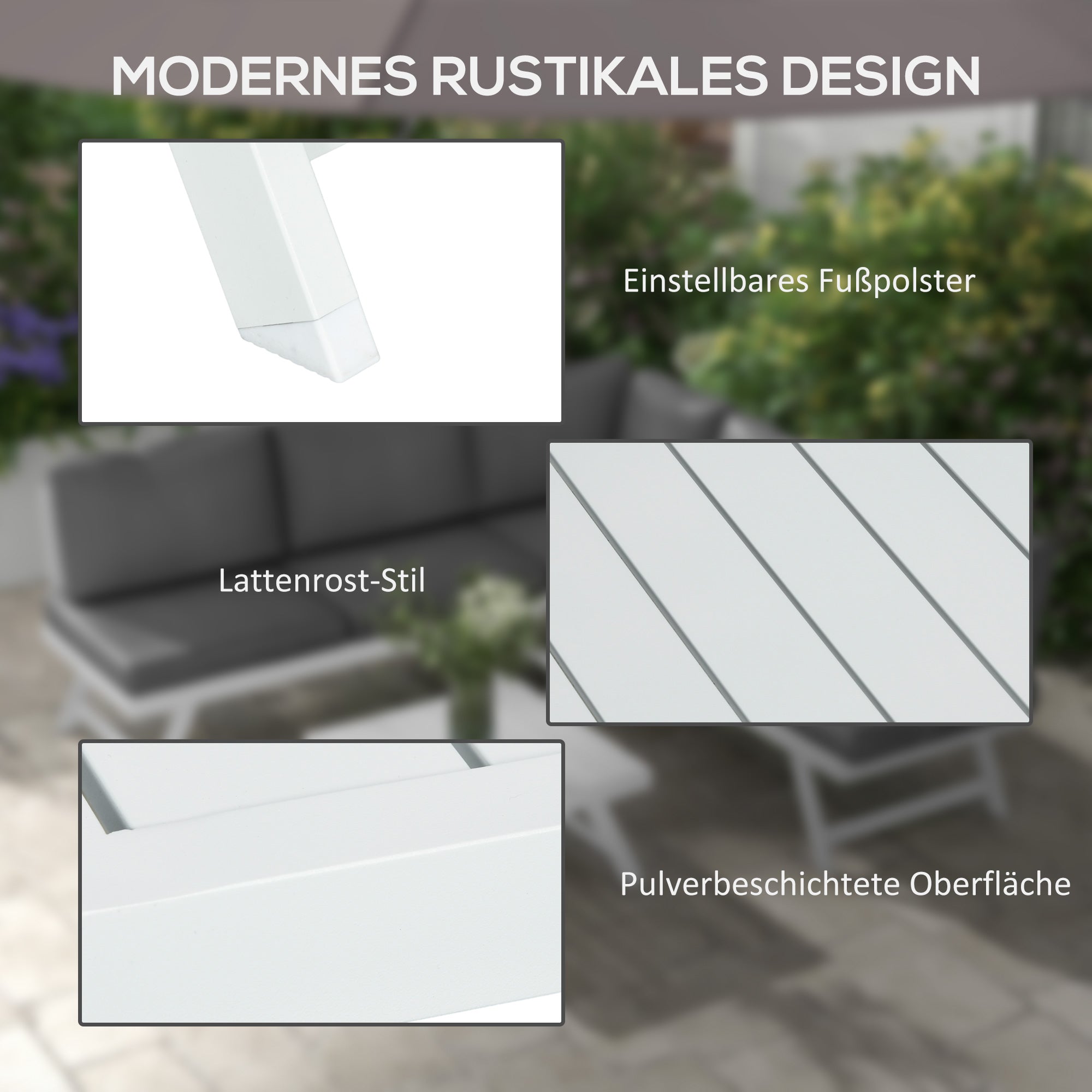 4-Piece Garden Furniture Set, Balcony Furniture Set with Corner Sofa, Loveseat, Coffee Table, Garden Lounge Set with Seat Cushions, Patio Seating Group, Gray