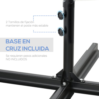 Ø256x245 cm Garden Umbrella with 360° Rotating Offset Parasol Manual Opening and Cross Base for Patio Terrace Outdoor Dark Grey