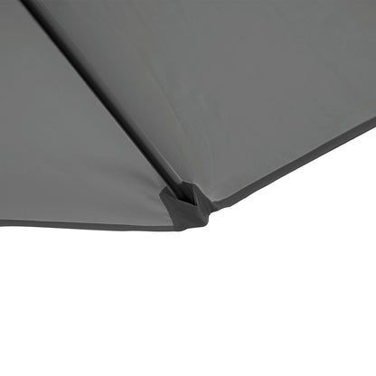 Ø256x245 cm Garden Umbrella with 360° Rotating Offset Parasol Manual Opening and Cross Base for Patio Terrace Outdoor Dark Grey