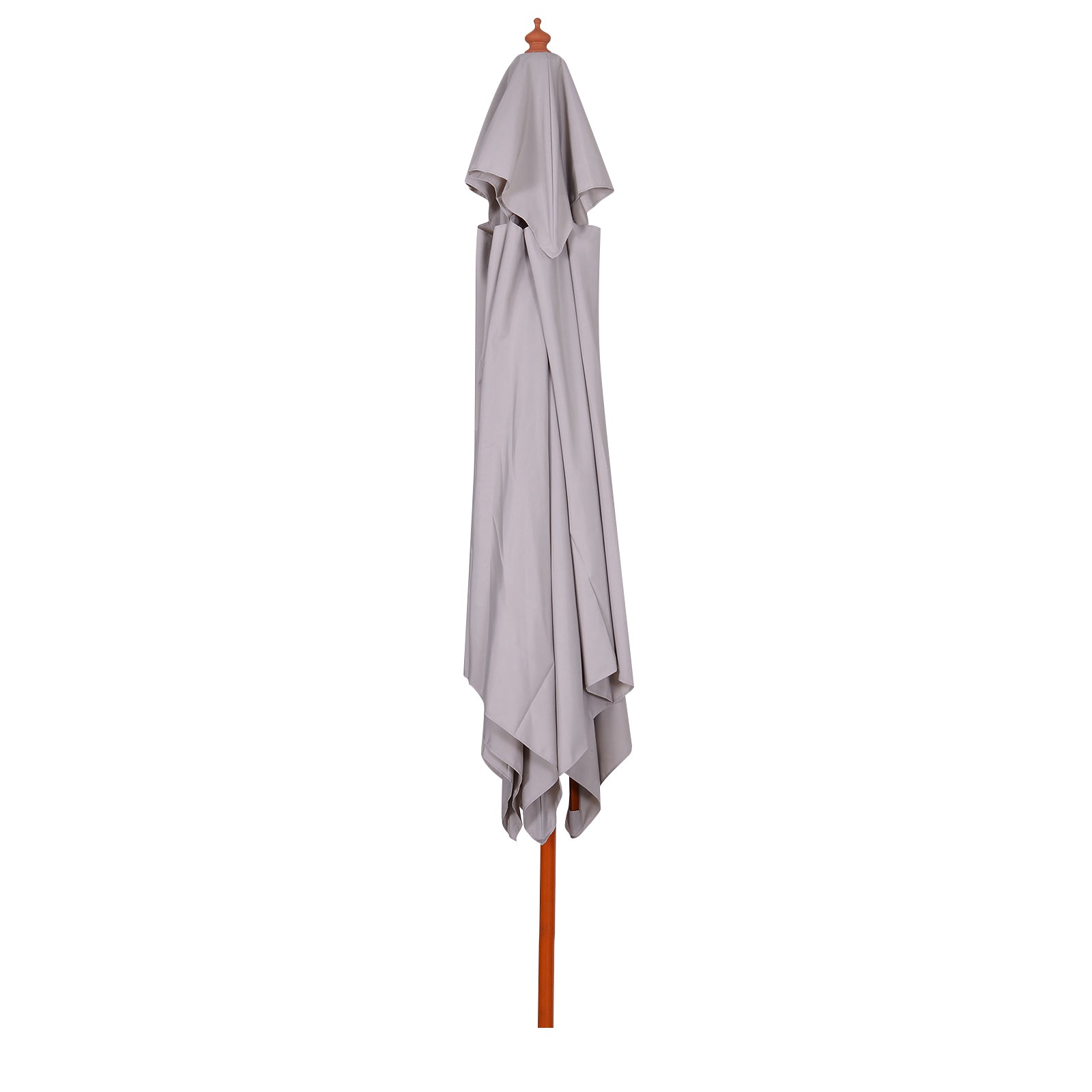 3x3x3 m Garden Umbrella Bamboo Patio Umbrella with Double Roof Pulley System Waterproof for Terrace Balcony Outdoor Gray