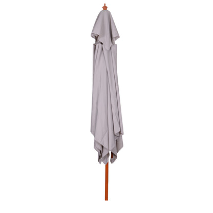3x3x3 m Garden Umbrella Bamboo Patio Umbrella with Double Roof Pulley System Waterproof for Terrace Balcony Outdoor Gray