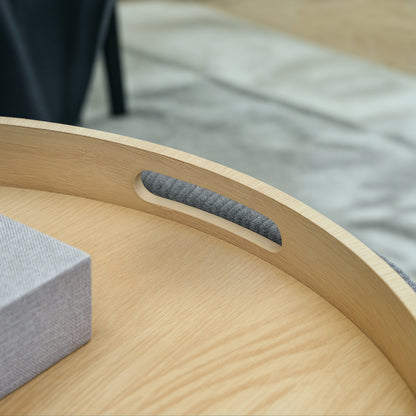 Storage Ottoman with Lid, Round Footstool Upholstered Ottoman Coffee Table with Corduroy Finish 56 x 56 x 42 cm Gray