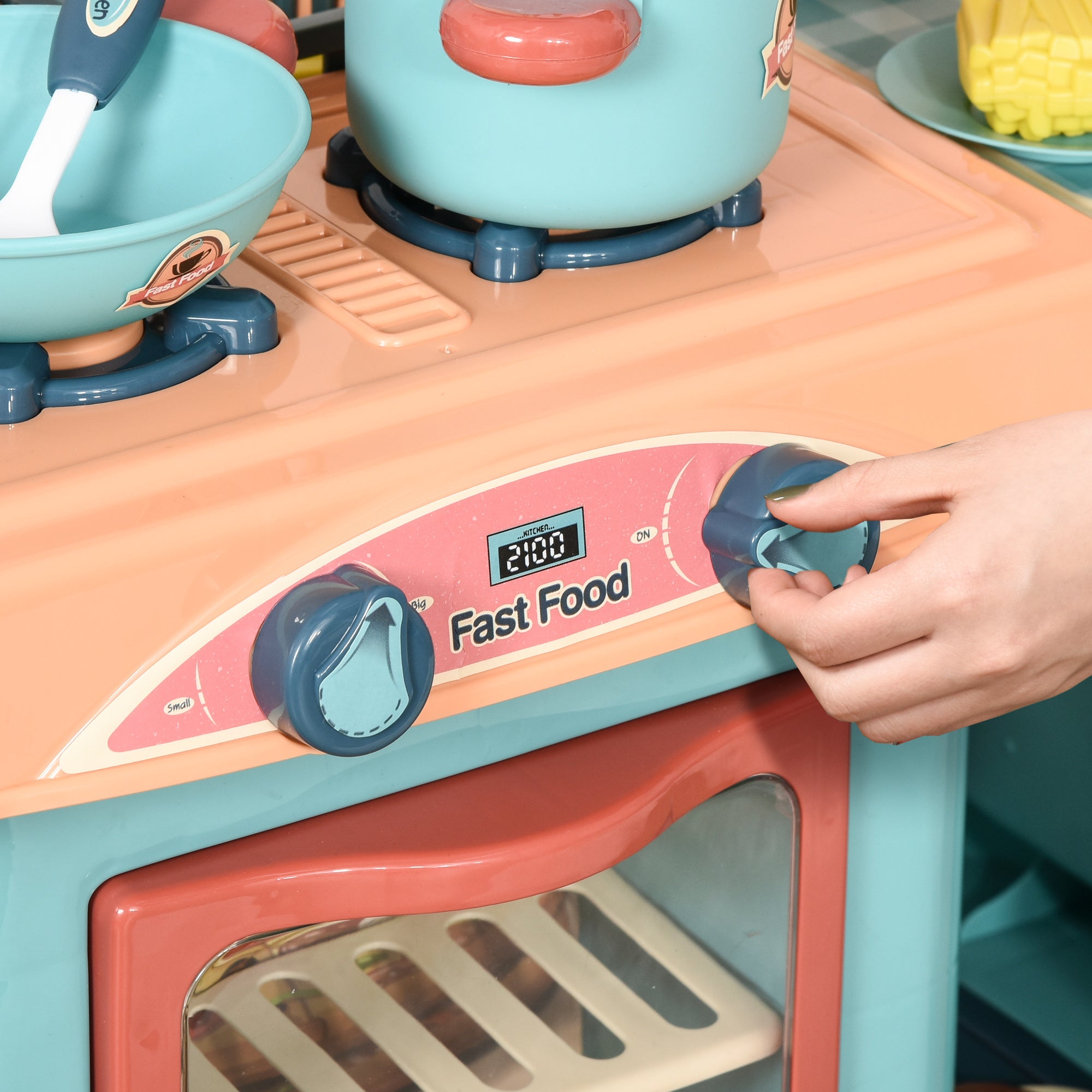 Toy Kitchen for Children 3-6 Years Old Kids Kitchen with Wheels Cash Register and Cooking Accessories 79.5x33x90.5 cm Multicolor