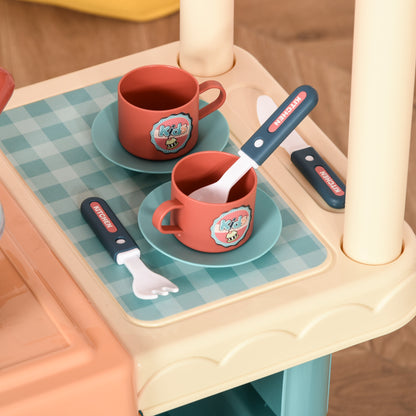 Toy Kitchen for Children 3-6 Years Old Kids Kitchen with Wheels Cash Register and Cooking Accessories 79.5x33x90.5 cm Multicolor