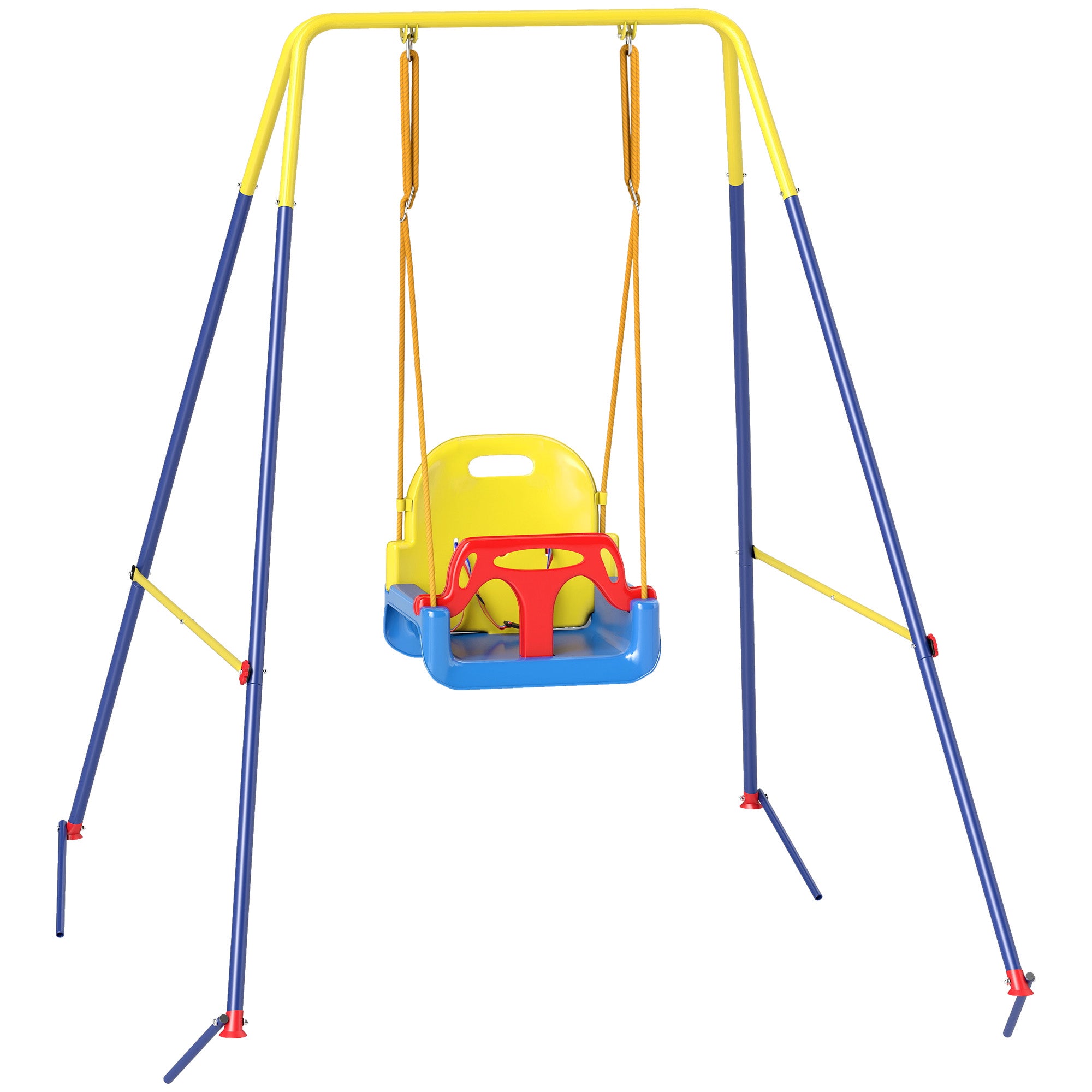 3-in-1 Adjustable Baby Swing with Backrest & Safety Harness — Fits Ages 9 Months–8 Years, Indoor & Outdoor, Blue