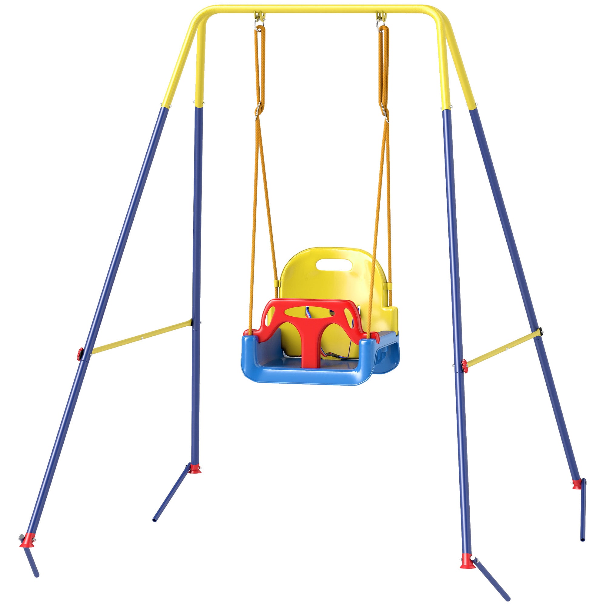 3-in-1 Adjustable Baby Swing with Backrest & Safety Harness — Fits Ages 9 Months–8 Years, Indoor & Outdoor, Blue