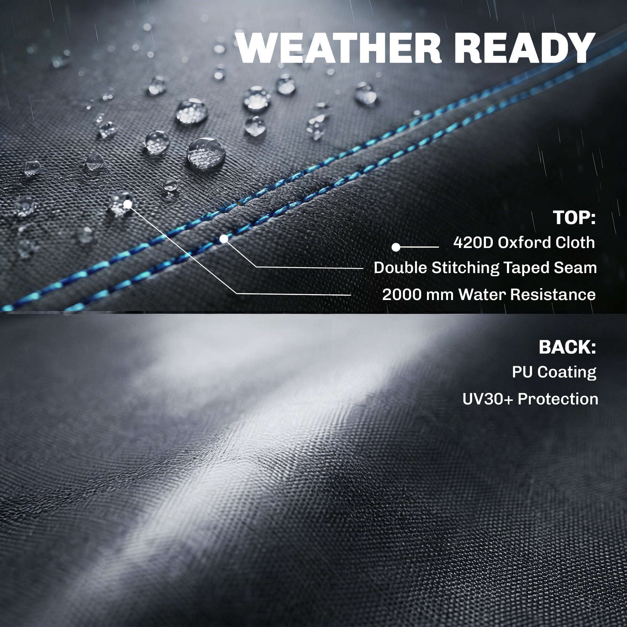 Protective Cover for Patio Furniture — Winterproof, Waterproof & UV-Resistant 420D Oxford, Windproof Cover for Tables, Patio Sets & Stackable Chairs, 180 x 120 x 74 cm (71 x 47 x 29 in), Black
