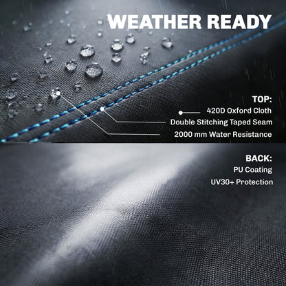 Protective Cover for Patio Furniture — Winterproof, Waterproof & UV-Resistant 420D Oxford, Windproof Cover for Tables, Patio Sets & Stackable Chairs, 180 x 120 x 74 cm (71 x 47 x 29 in), Black