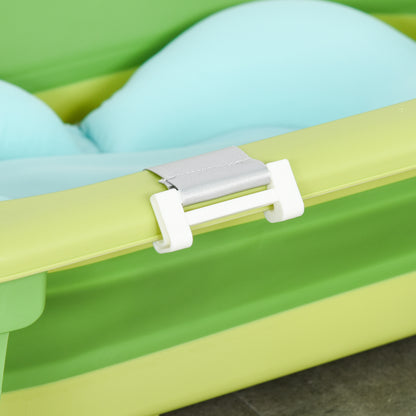 Folding Baby Bathtub Baby Bathtub 0-3 Years 50 Liters with Comfortable Cushion and Foldable Legs Load 110 lbs 31.5"x21.2"x8.2" Green