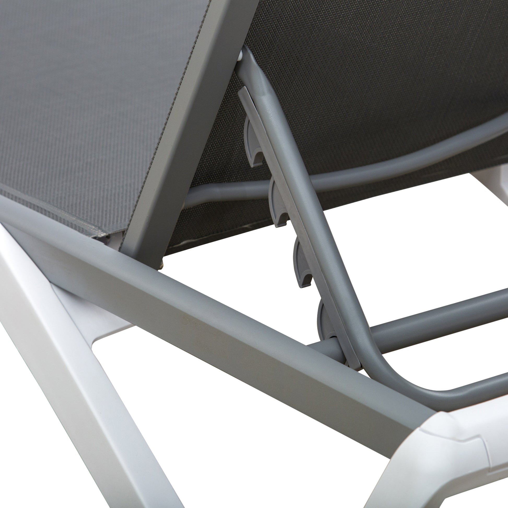 Garden Lounger Alu Sun Lounger Fabric Lounger Relax Lounger 5-way adjustable ergonomic Texteline Gray+White 170 x 67.5 x 95 cm