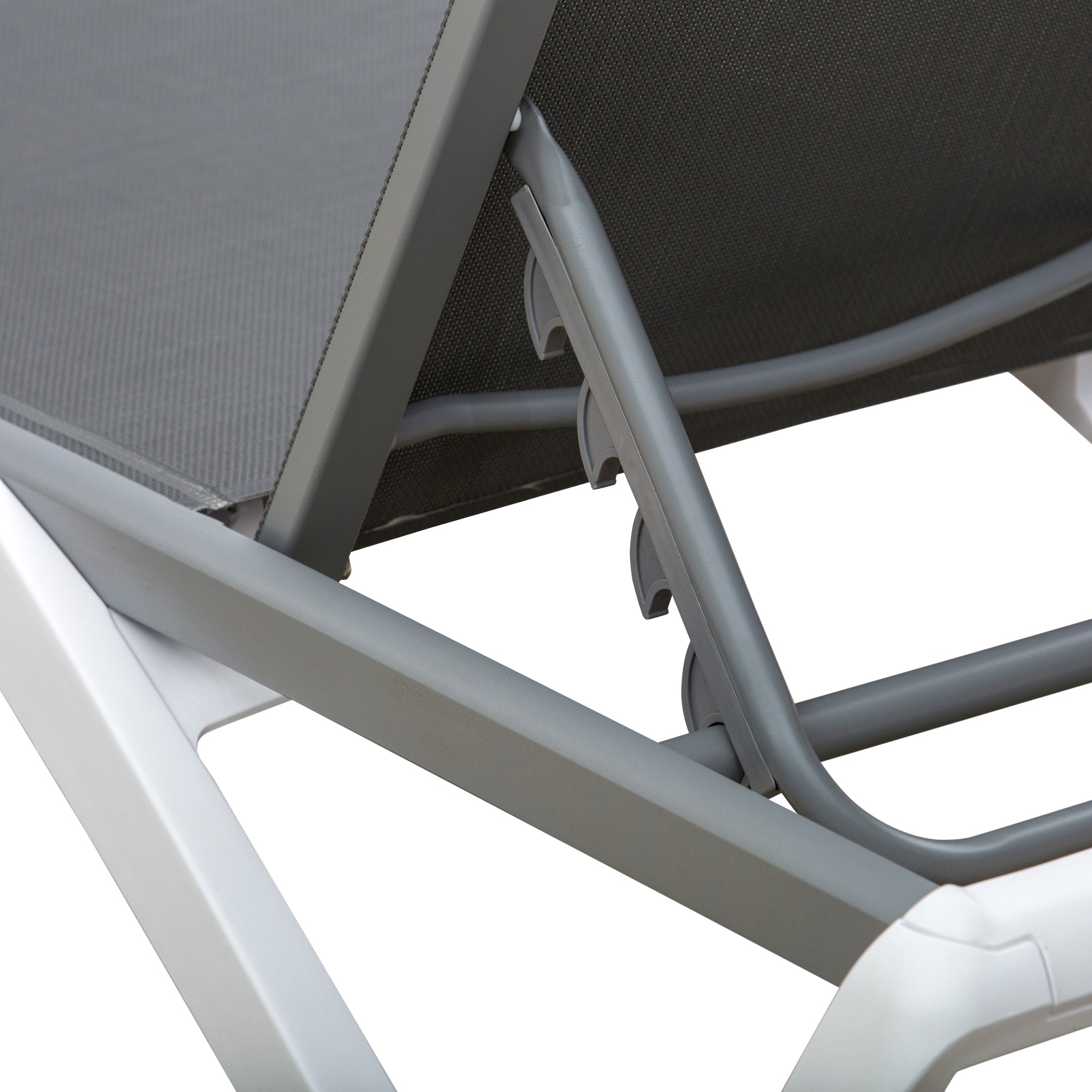 Garden Lounger Alu Sun Lounger Fabric Lounger Relax Lounger 5-way adjustable ergonomic Texteline Gray+White 170 x 67.5 x 95 cm