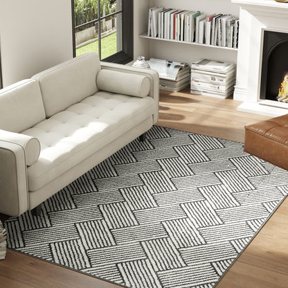 Living Room Carpet 170 x 120 cm Short Pile Carpet, Machine Washable, Hypoallergenic, for Living Room, Bedroom, Office, Light Grey