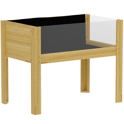 Wooden Raised Garden Bed with Acrylic Panels Elevated Planter for Cultivating Flowers Vegetables in Garden Patio 75x46x60.5 cm Natural