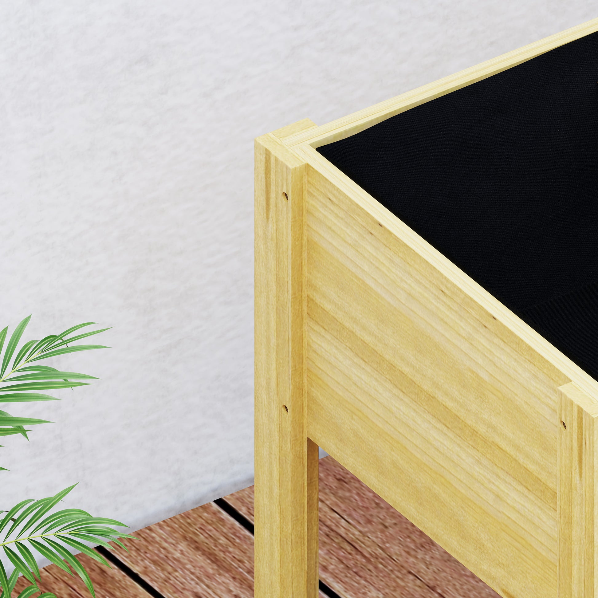 Wooden Raised Garden Bed with Acrylic Panels Elevated Planter for Cultivating Flowers Vegetables in Garden Patio 75x46x60.5 cm Natural