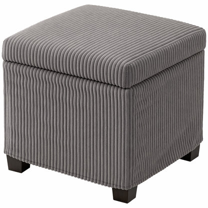 30L Storage Ottoman Cube Footrest Stool with Removable Lid, Upholstered in Corduroy Velvet, for Living Room Bedroom Entryway, Holds up to 120 Kg, 40 x 40 x 40 cm, Gray