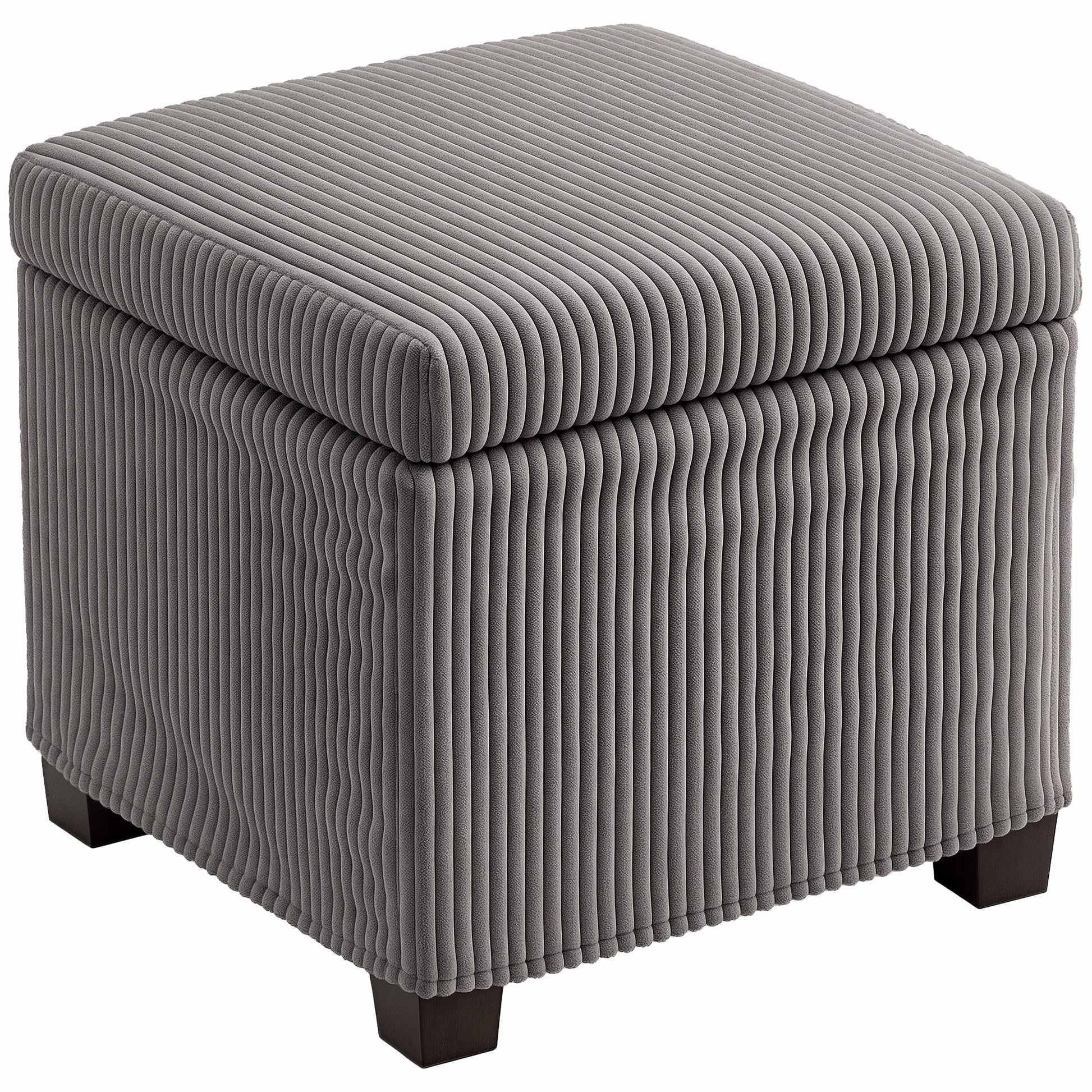 30L Storage Ottoman Cube Footrest Stool with Removable Lid, Upholstered in Corduroy Velvet, for Living Room Bedroom Entryway, Holds up to 120 Kg, 40 x 40 x 40 cm, Gray
