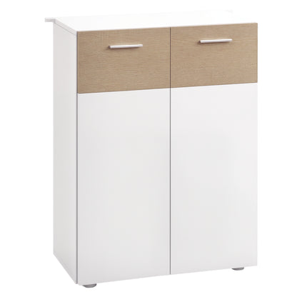 Floor Cabinet for Bathroom with 2 Doors and Adjustable Interior Shelves Multi-Purpose Wood Auxiliary Furniture for Living Room Kitchen Dining Room 60x30x85 cm White