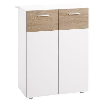 Floor Cabinet for Bathroom with 2 Doors and Adjustable Interior Shelves Multi-Purpose Wood Auxiliary Furniture for Living Room Kitchen Dining Room 60x30x85 cm White
