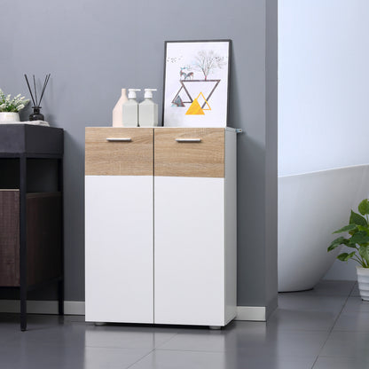 Floor Cabinet for Bathroom with 2 Doors and Adjustable Interior Shelves Multi-Purpose Wood Auxiliary Furniture for Living Room Kitchen Dining Room 60x30x85 cm White