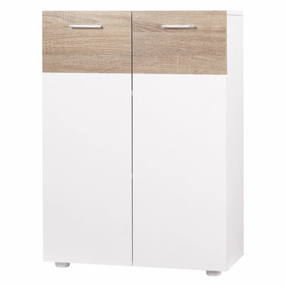 Floor Cabinet for Bathroom with 2 Doors and Adjustable Interior Shelves Multi-Purpose Wood Auxiliary Furniture for Living Room Kitchen Dining Room 60x30x85 cm White