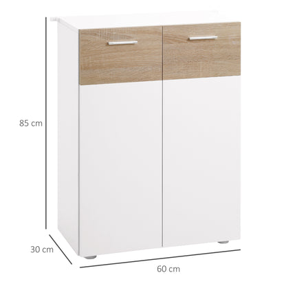 Floor Cabinet for Bathroom with 2 Doors and Adjustable Interior Shelves Multi-Purpose Wood Auxiliary Furniture for Living Room Kitchen Dining Room 60x30x85 cm White