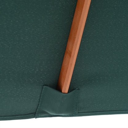 Garden Umbrella 200x150 cm Rectangular Patio Umbrella with Adjustable Angle Wooden Pole and Crank Parasol for Patio Terrace Green