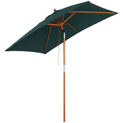 Garden Umbrella 200x150 cm Rectangular Patio Umbrella with Adjustable Angle Wooden Pole and Crank Parasol for Patio Terrace Green