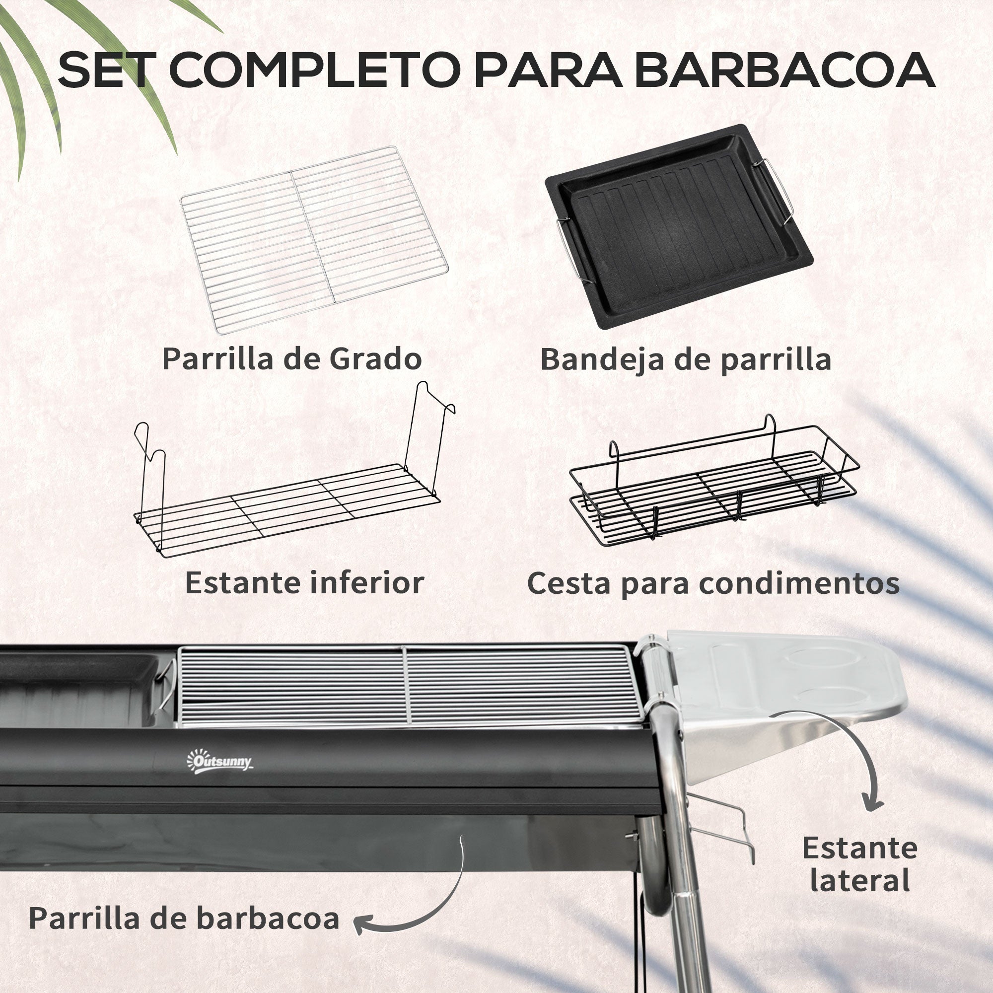 Charcoal BBQ Portable Barbecue with Stainless Steel Grill Spice Tray and Storage Shelf for Garden Camping 96x61x72 cm Black