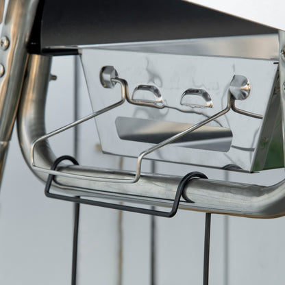 Charcoal BBQ Portable Barbecue with Stainless Steel Grill Spice Tray and Storage Shelf for Garden Camping 96x61x72 cm Black