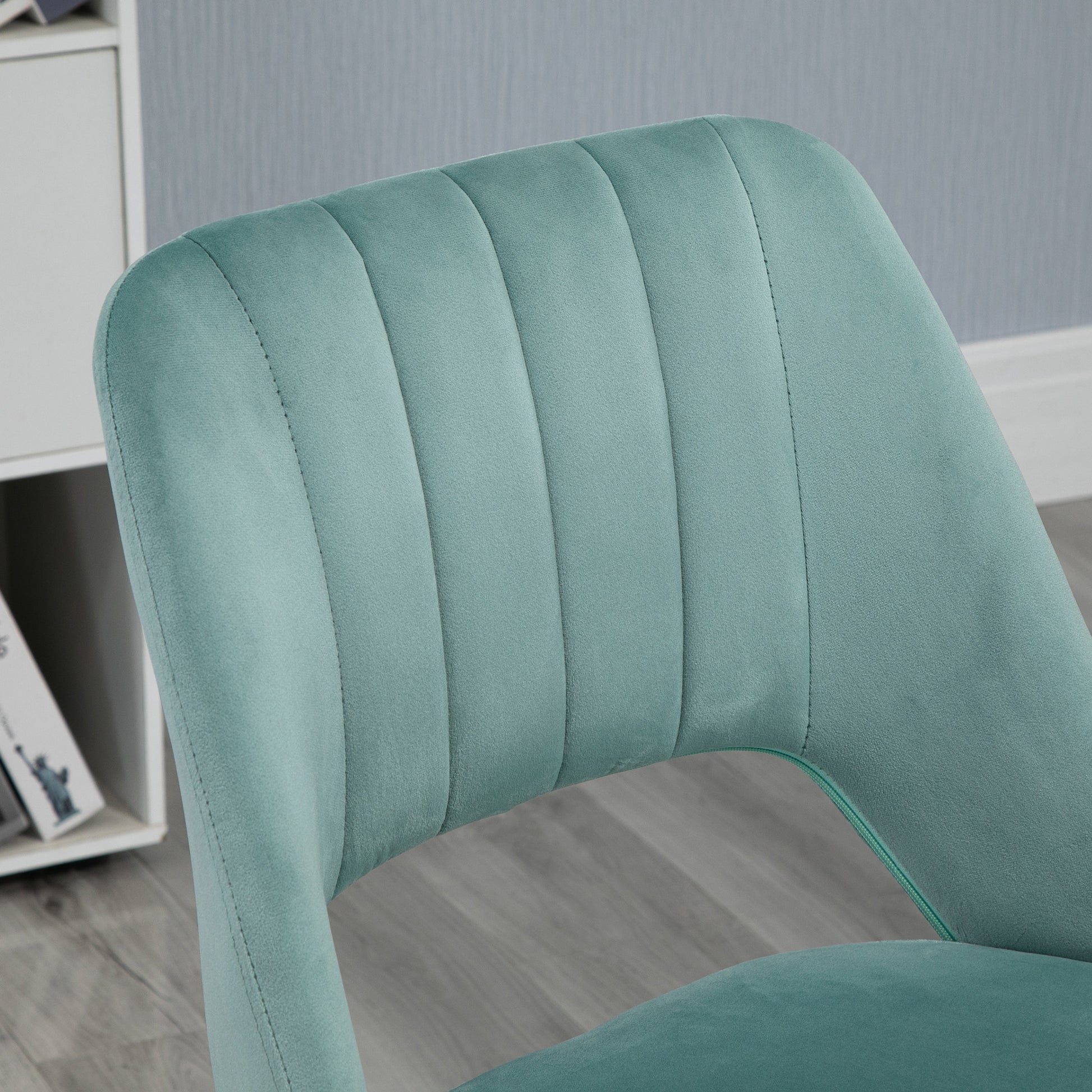 Desk Chair, Height Adjustable Home Office Chair without Armrests, Swivel Office Chair with Velvet Look, Ergonomic Makeup Chair for Bedroom, Study Room, Green