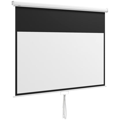 Projector Screen 187 x 150 cm 80 Inch 16:9 HD 4K Projection Screen Roll-Up Screen for Home Theater or Office Presentations