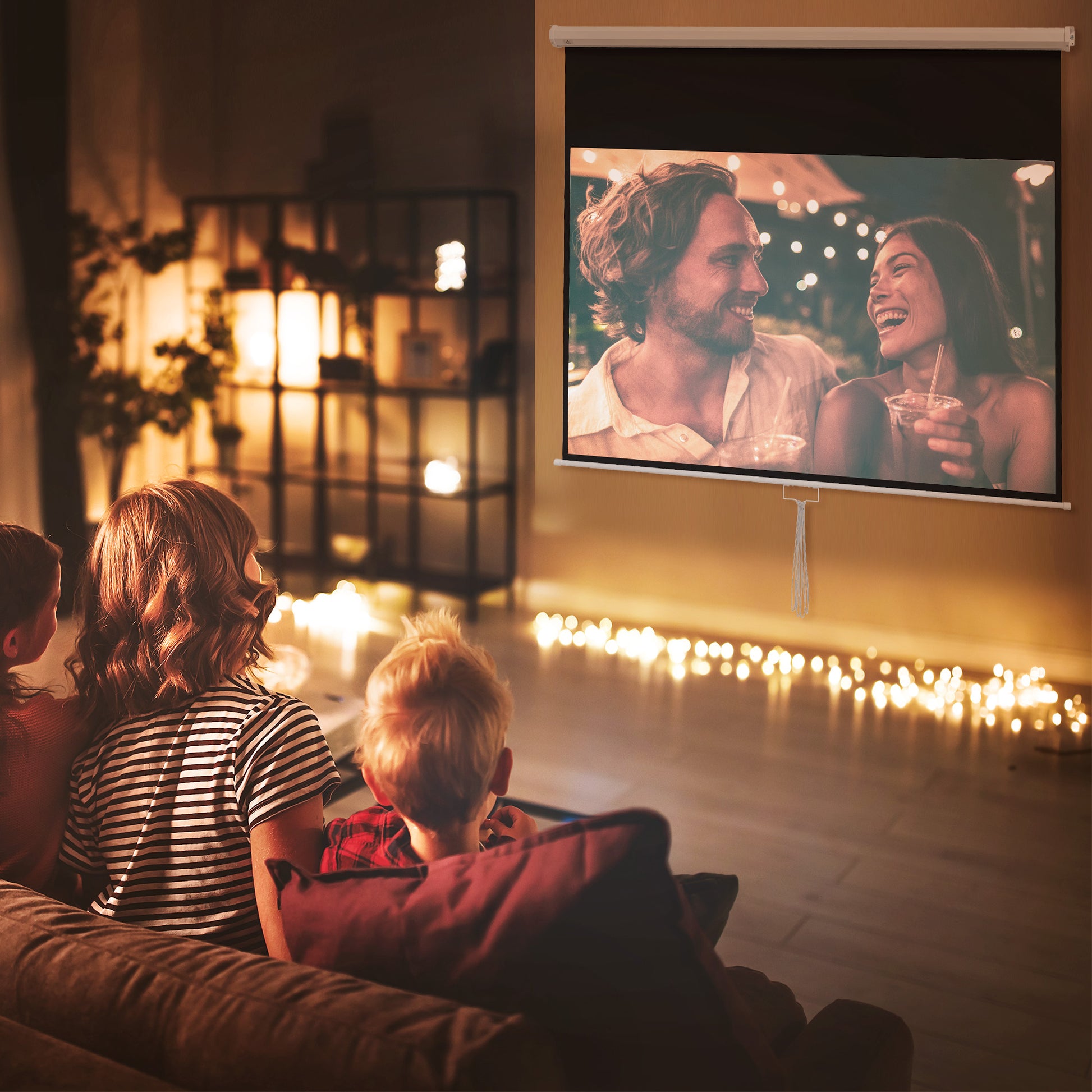 Projector Screen 187 x 150 cm 80 Inch 16:9 HD 4K Projection Screen Roll-Up Screen for Home Theater or Office Presentations